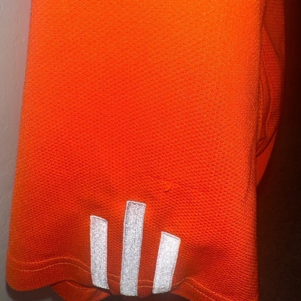 Men’s used adidas size L large polo golf shirt orange